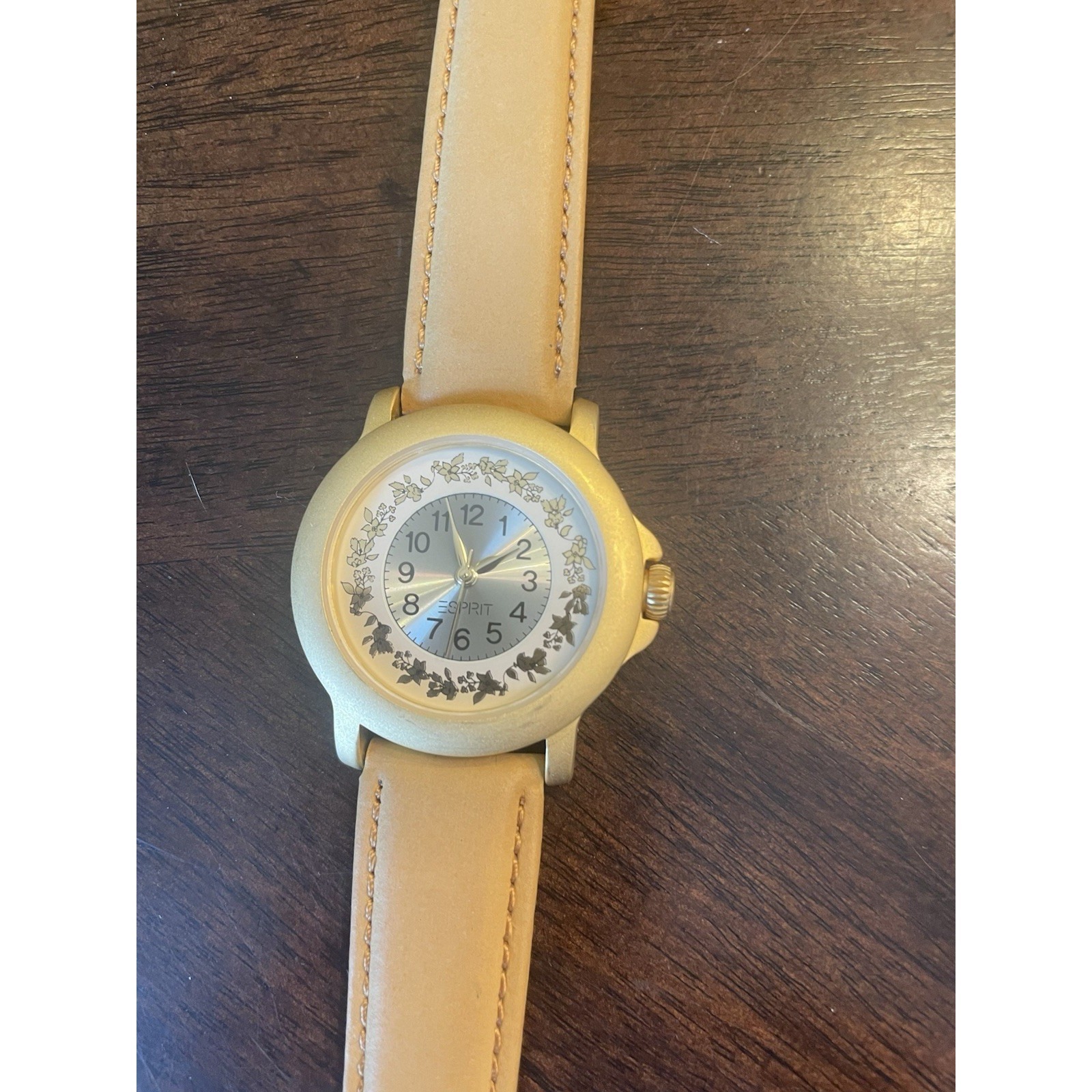 Vintage Esprit Watch Leather Branded Band Tan Works